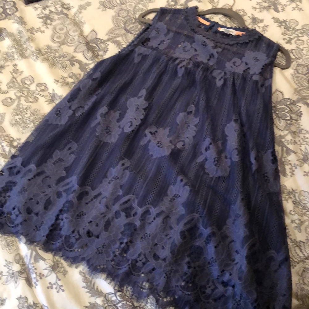 Periwinkle Lace Sleeveless Baby Doll Top Size 1X